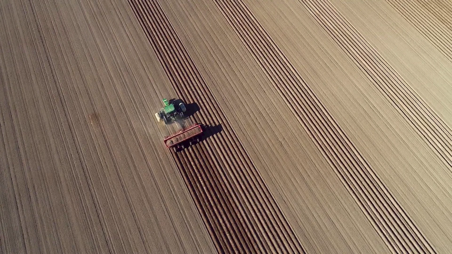 A potato field being plowed.